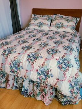 Vintage Cottagecore Dan River 8 Pc Full Size Bedding Set Shabby Chic Reversible